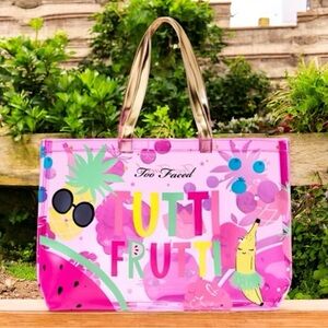 Too Faced Pink and Gold Tuti Frutti Tote Bag